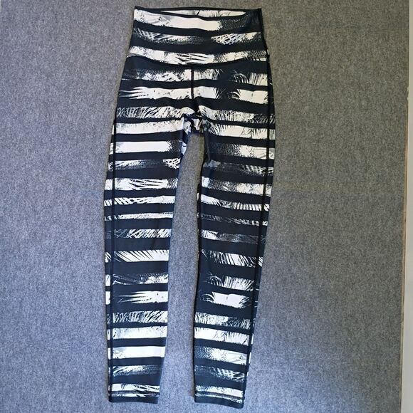 Lululemon Legging Under Pant Full-On Luon Roll Down Shady Palms Black White 4 - Picture 1 of 8